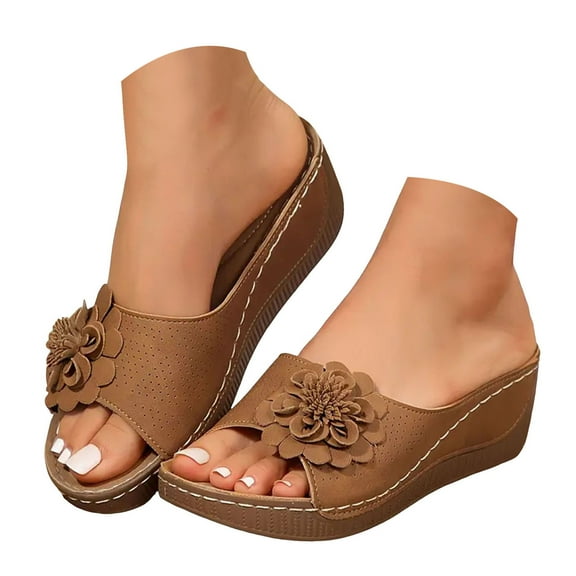YLYL Women Slippers Platform Wedge Heel Open Toe Slip on Dressy Casual Summer Vacation Beach Sandals