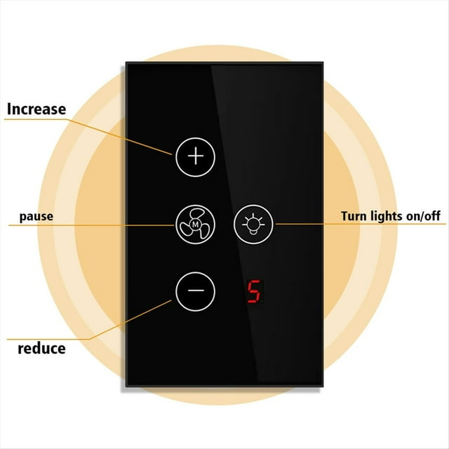 Interruptor de Luz de Ventilador Inteligente Tuya Zigbee Conexión de Red de EE. UU. Control de Aplicación Alexa/ Assistant Control de Voz Negro