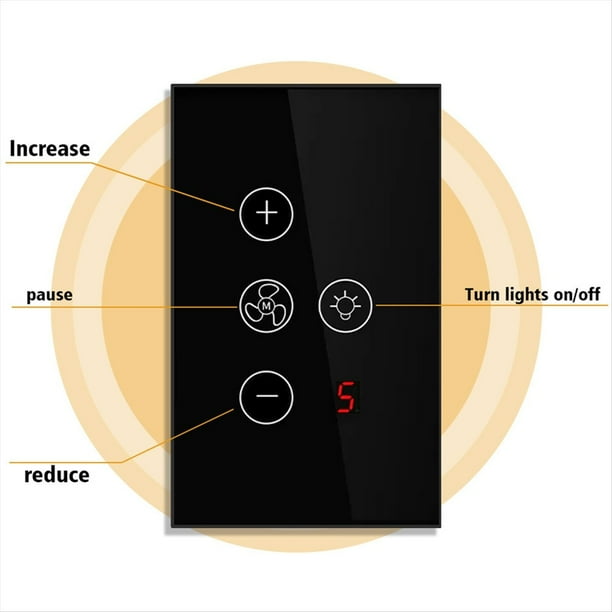 Interruptor de Luz de Ventilador Inteligente Tuya Zigbee Conexión de Red de EE. UU. Control de Aplicación Alexa/ Assistant Control de Voz Negro