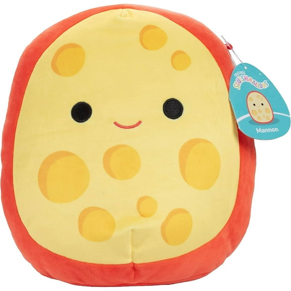Squishmallows Original 10-Inch Mannon The Gouda - Official Jazwares Plush - Collectible Soft & Squishy Cheese Food Stuffed Animal Toy - Add to Your Squad - Gift for Kids, Girls & Boys
