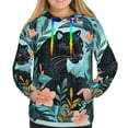 thumbnail image 3 of KLL Black Panther Floral Illustration for Womens Pullover Hoodie with Pocket Hooded Long Sleeve Shirts Sweatshirt for Women-Small, 3 of 7
