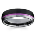 thumbnail image 2 of Purple Tungsten Wedding Band 6mm Black Tungsten Ring Gunmetal Tungsten Ring Men and Women Offset Groove Ring Comfort Fit, 2 of 2