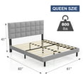 thumbnail image 6 of HAIIDE Queen Size bed Frame with Fabric Upholstered Headboard,Light Gray, Easy Assembly, 6 of 8