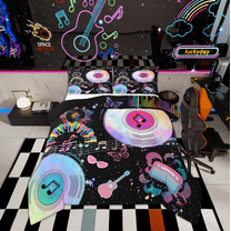 Manfei Teen Musical Note Bedding Comforter Set, Princess Butterfly Twin Comforter Sets, Dreamy Mystic Galaxy Reversible Bedding Set, Breathable Home Decor, 2 Pieces
