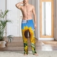 thumbnail image 2 of Yiaed Sky Golden Sunflower Field B Print Men's Lounge Pants, Loose PJ Bottoms, Long Pajama Pants for Men-Medium, 2 of 6