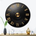 thumbnail image 1 of Designart "Serenading Tunes on Black and Gold Vinyl II" Music Oversized Wall Clock, 1 of 6