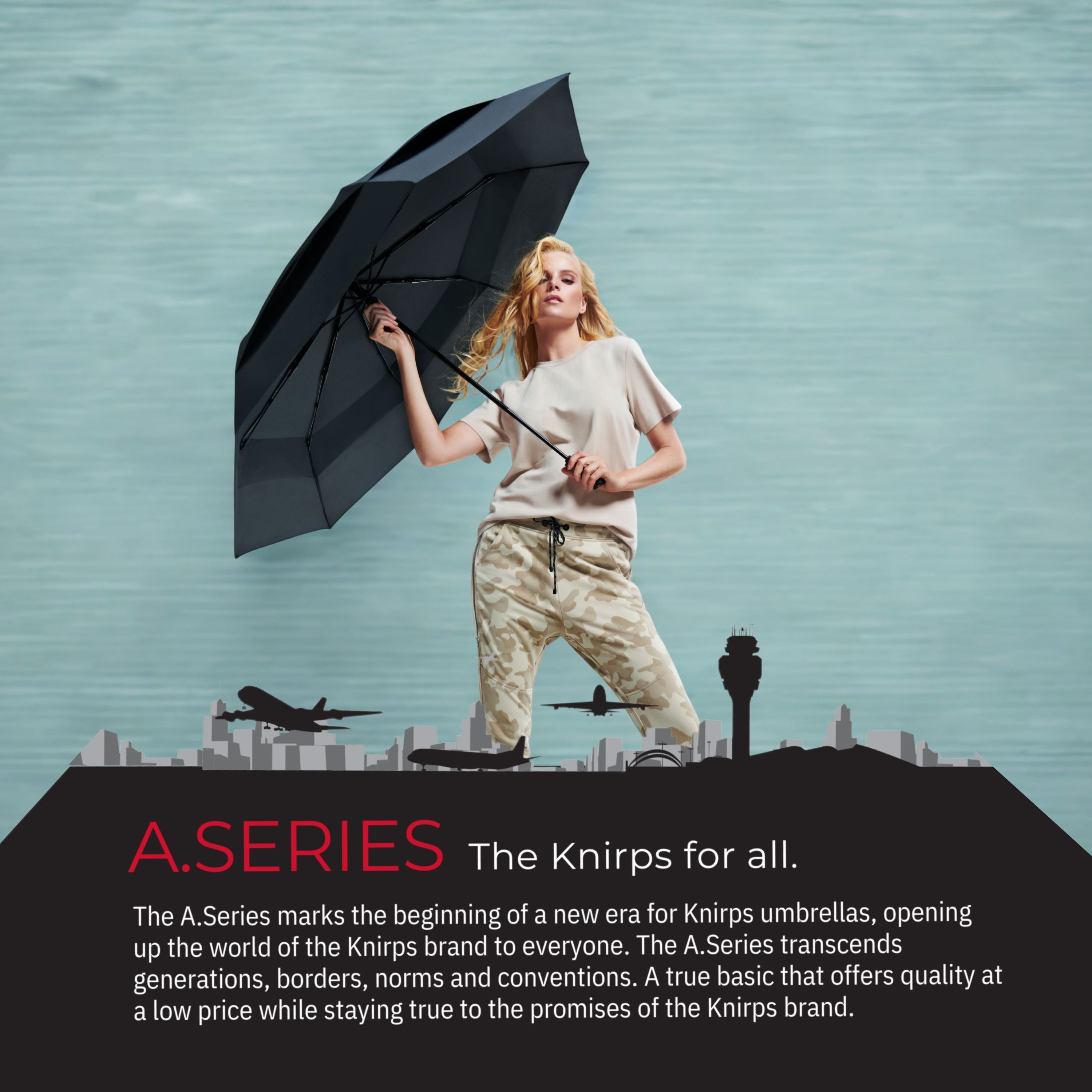 Knirps A.405 XXL Duomatic Vented 2 Person Oversized Rain Umbrella for Adults in Black – 49.6" Windproof Auto Open Close Canopy,  Heavy-Duty Fiberglass Steel Frame, Travel Case Included