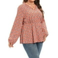 thumbnail image 3 of TIMIFIS Women's Plus Size Tops Haut Décontracté Col en V Floral Long Sleeve Automne Taille Plissée Shirts, 3 of 7