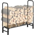 thumbnail image 1 of OUYAWEI 4FT FireWood Rack Stand,Outdoor Wood Storage Holder for Fireplace & Patio,Durable Steel Log Rack with ZippeRed Protection,Heavy Duty Wood Rack Keep FireWood Organized,Black, 1 of 8