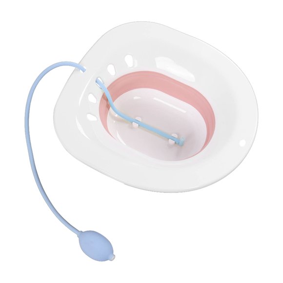 Sitz Bath Squat Free Sitz Bath Postpartum Toilet Bath Toilet Bath Squat Free Reduce Pain Spill Proof Water Massage Foldable Sitz Bath With Flusher For Postpartum Pink With Flusher
