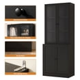 thumbnail image 6 of RichYa 71'' Tall Bookcase with Glass Doors, 3-Tier Display Bookshelf & 5-Tier Storage Cabinet for Home Office Living Room, 6 of 8