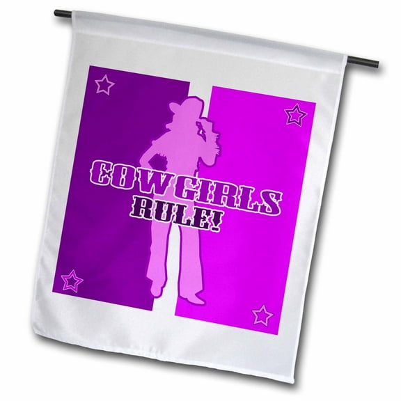 3dRose, Cowgirls Rule. On Purple Stripes with Stars, 12 x 18 inch Garden Flag