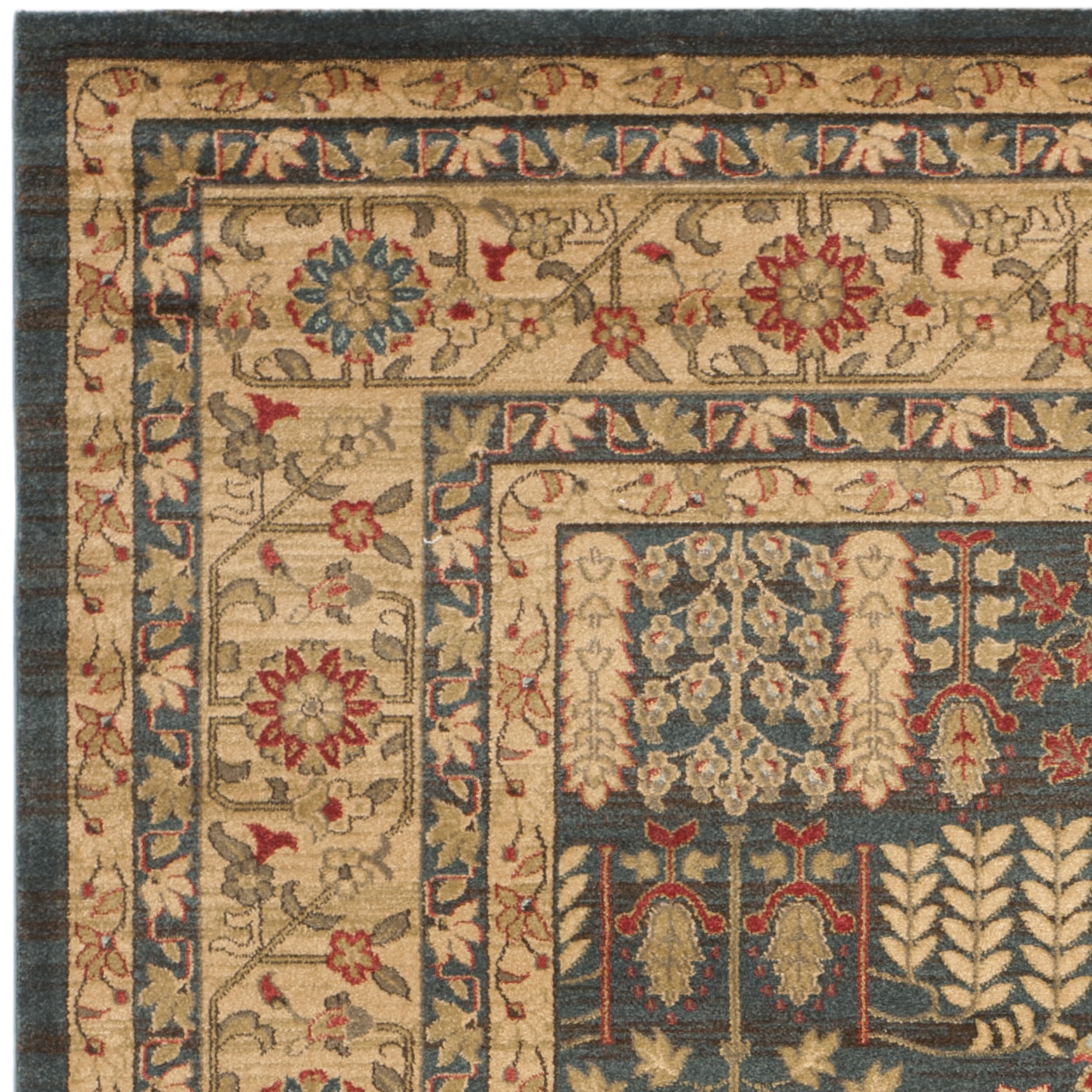SAFAVIEH Mahal Phylliss Oriental Runner Rug, Navy/Natural, 2'2" x 16'