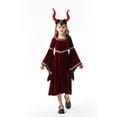 thumbnail image 2 of EnJoCho Girls 𝖬edieval Princess Dress 𝖱enaissance Witch Dress - Halloween Retro Court Children’s Clothing Set with Devil Horn Headband for Cos-play Par𝗍y, 2 of 8