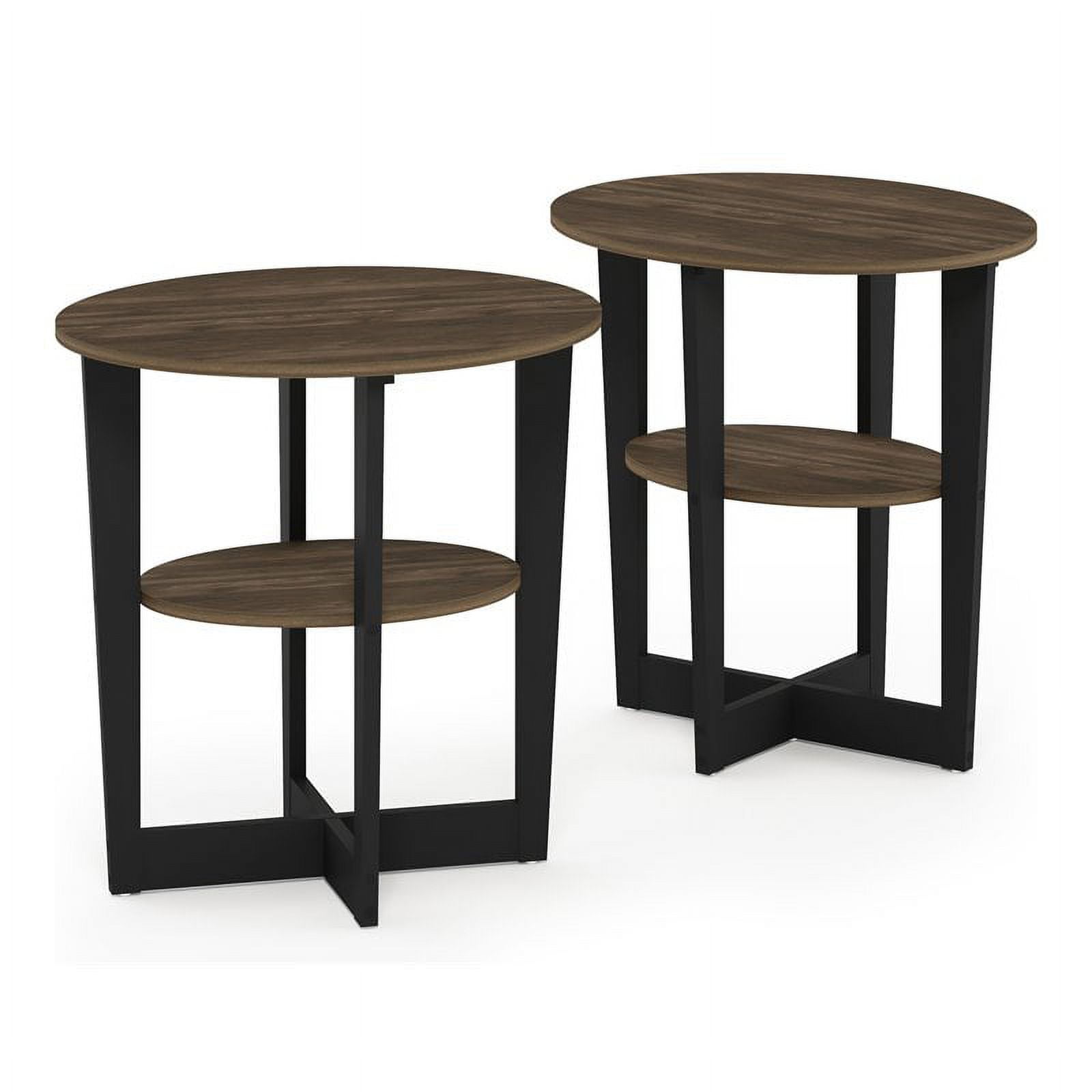 Furinno JAYA Oval End Table, Set of Two, Columbia Walnut/Black