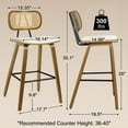 thumbnail image 6 of WOOW DEPOT 26" Counter Height Bar Stool Set of 2, w/ Rattan Mid Back Upholstered Modern PU Wooden Stool Barstool Chair for Kitchen Island Pub, 6 of 12