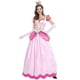 thumbnail image 1 of Women"s Super Mario Peach Cosplay Costume Pink Princess Dress + Gloves + Headdress Outfits Set Carnival Party, 1 of 3