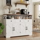 thumbnail image 1 of Bufetera Credenza Blanca de 1.3M con Cajones y Barra de Café, Gabinete Grande Apto para Cocina y Comedor, Almacenamiento Ampliado, 1 of 8