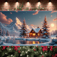 thumbnail image 6 of Snowy Theme Christmas Banner Christmas Tree Decor Winter Display Full Moon Design Mountain View Snowy Backdrop for Christmas Party Winter Holiday Home Decoration, 6 of 9