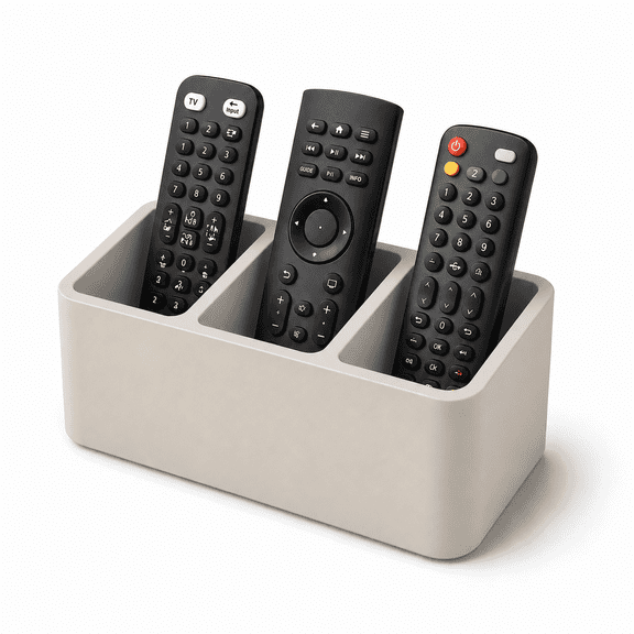DBOZE Remote Control Holder for Coffee Table, Modern Minimalist 3 Slot TV Remote Organizer, Matte Black Desktop Storage Caddy for Living Room, Bedroom & Office