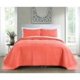 thumbnail image 3 of Quilt Set King/Cal King/California King Size Coral - Oversized Bedspread - Soft Microfiber Lightweight Coverlet for All Season - 3 Piece Includes 1 Quilt and 2 Shams, Geometric Pattern, 3 of 7