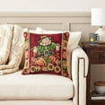 thumbnail image 3 of Violet Linen Fall Harvest Thanksgiving Autumn Leaves Sunflowers Fruits Pumpkins Tapestry Pattern, Polyester Cotton Woven Tapestry , Scarecrow, 18 Inch x 18 Inch, Decorative Throw Pillow Cover, 3 of 4