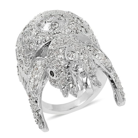 Elephant Ring Round Cubic Zircon CZ Black Jewelry for Women Size 7 Ct 0.8
