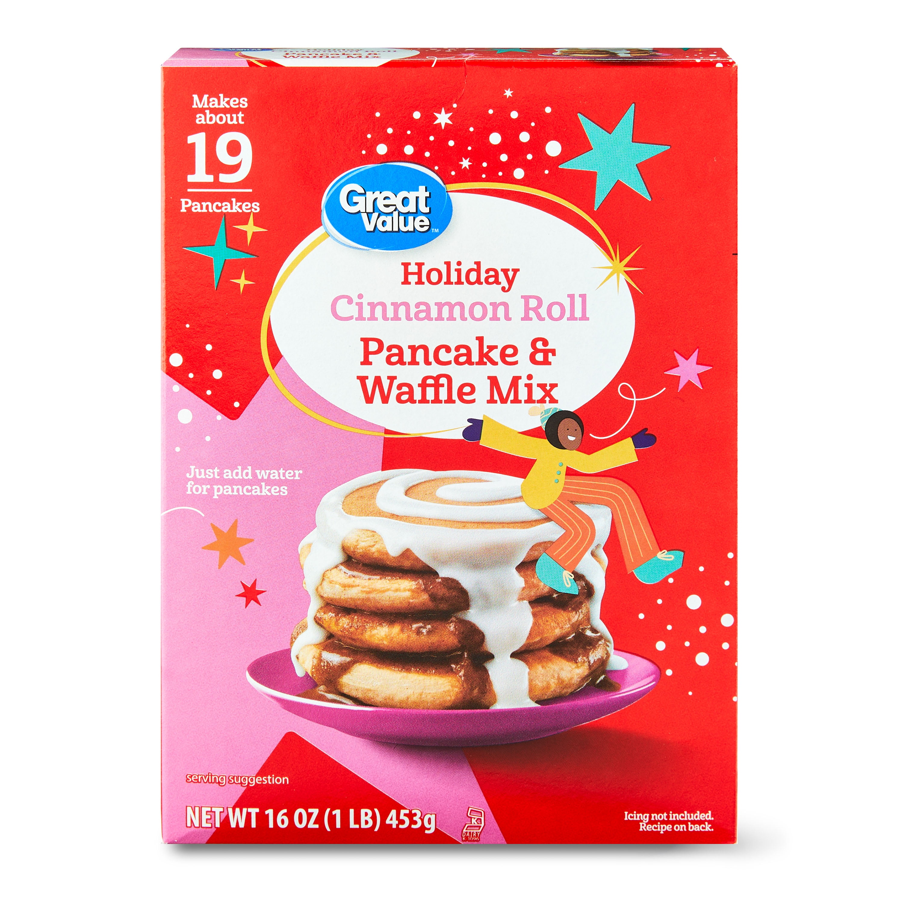 Great Value Holiday Cinnamon Roll Pancake & Waffle Mix, 16 oz