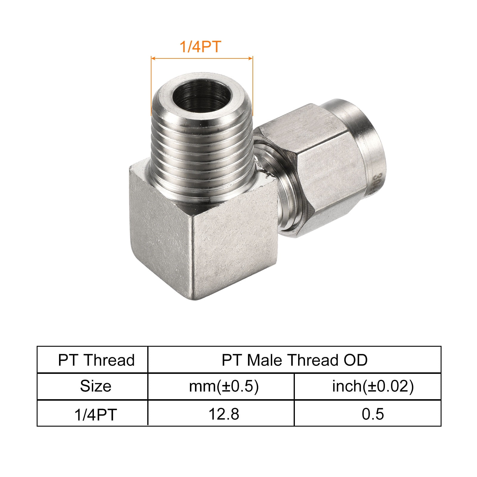 Unique Bargains Compression Tube Fitting Stainless Steel OD Coupling Adapter 1/4PT x 1/4"
