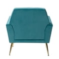 thumbnail image 5 of Accent Velvet Armchair, Modern Upholstered Leisure Chair Club Chair with Button Tufted Backrest and Square Armrest, Lazy Chair Single Chair for Living Room, Pub, Office, Blue, 5 of 10