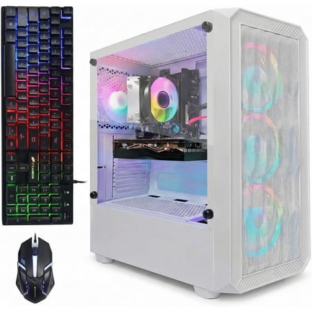 STGAubron Gaming Desktop PC, Ryzen 5 2600 up to 3.9GHz, 16G DDR4, 512G SSD, GeForce RTX 3050 6G, WiFi 6, BT 5.0, RGB Fan x4, Windows 11 Home