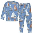 thumbnail image 2 of joogoo Sailboats Blue 2 Piece Long Sleeve Tee and Pants Cotton Pajama Set 4T, 2 of 7