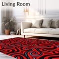 thumbnail image 2 of ODIKA 8'x10' Machine Washable Non-Slip Area Rug, Expressive Spiral Wave with Interlocking Brushstroke Aesthetics High Traffic Rug, Red, 595230, 2 of 7