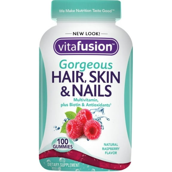 Vitafusion Gorgeous Hair, Skin & Nails Multivitamin, Gummies, Raspberry 100 Each