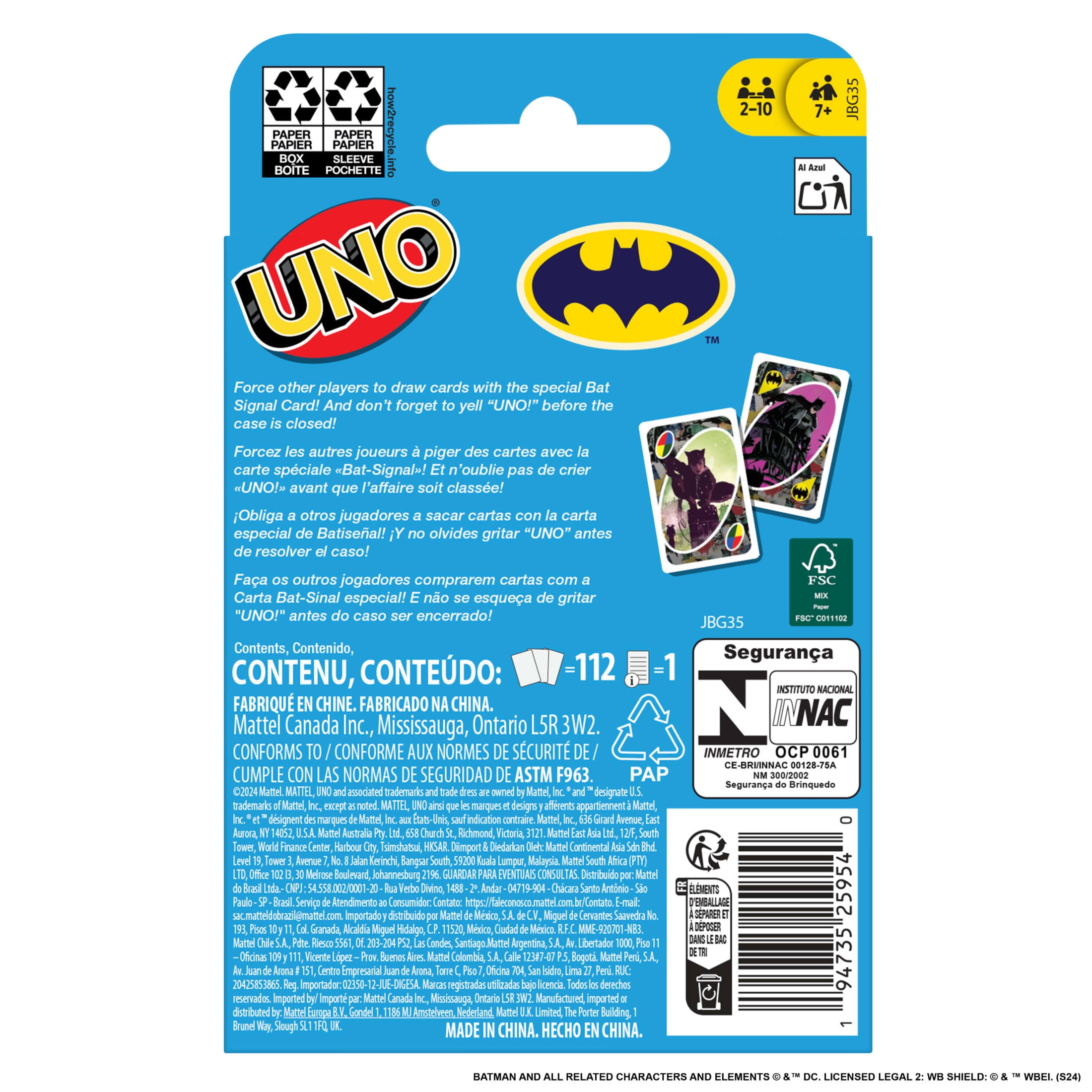 U-NO Batman Comics Card Game for Kids & Family with