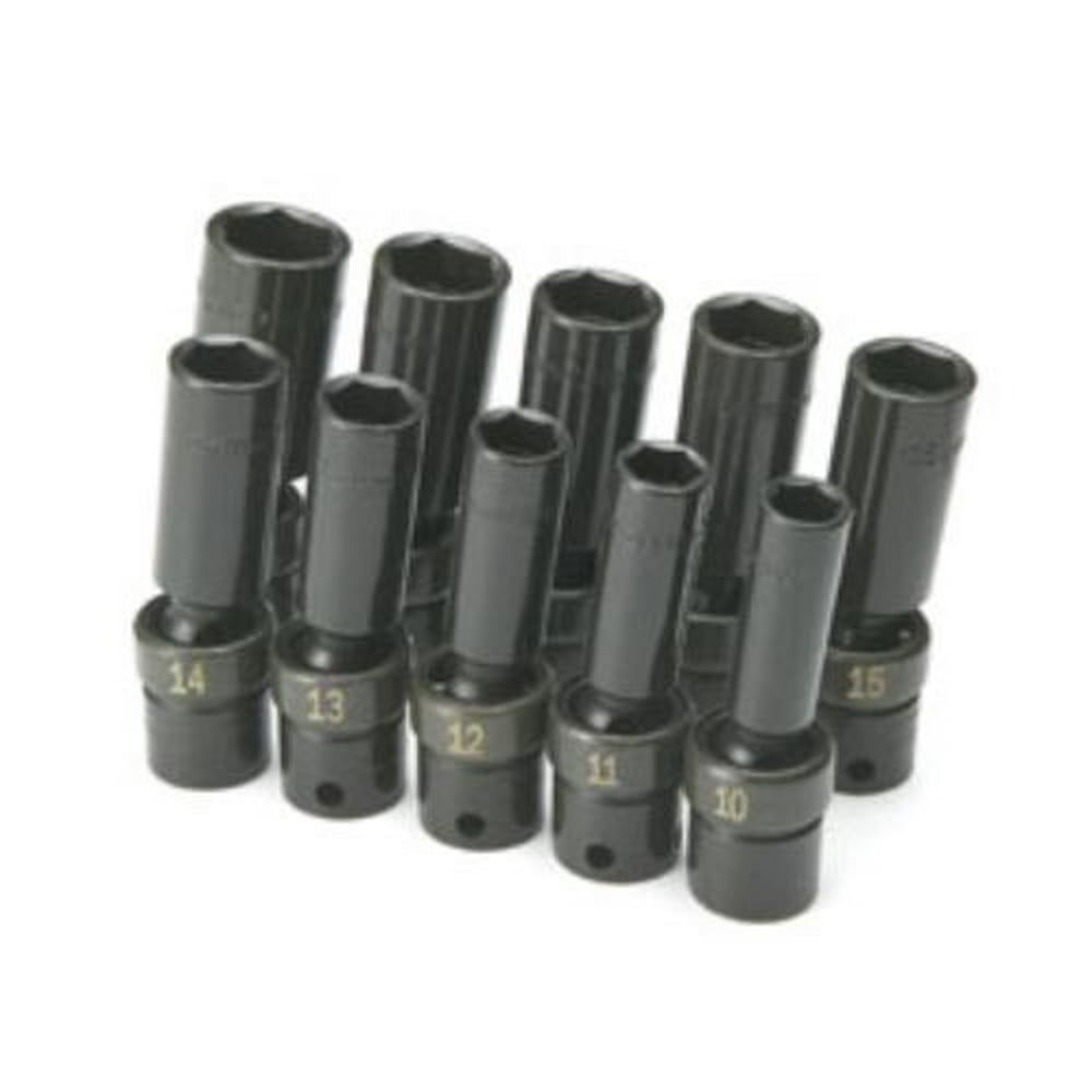 3/8" Dr Metric Swivel Impact Socket Set, 10 Pc