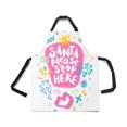 thumbnail image 2 of HATIART Santa Please Stop Here Funny Christmas Lettering Kitchen Apron Mens and Womens Bib Apron Adjustable with Pockets for Cooking Baking Gardening, 2 of 2