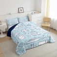 thumbnail image 4 of Feelyou Kawaii Streamship Aircraft Bedding Comforter Set, Cute Truck Car Twin Comforter Sets, Blue Cartoon Vehicle Reversible Bedding Set, Breathable Home Decor, 2 Pieces, 4 of 9
