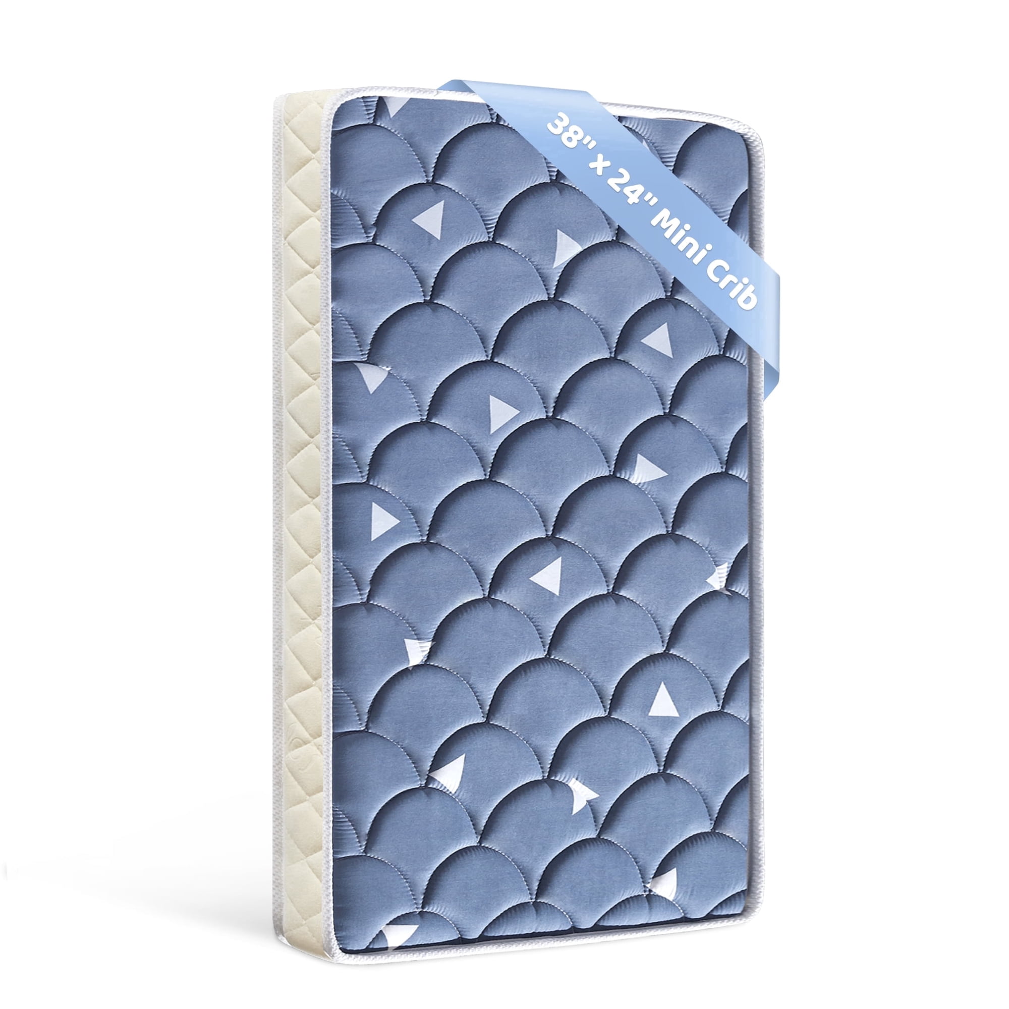Premium Dual Sided Mini Crib Mattress, 38x24x4 in, Firm Support and Comfort Foam, Hypoallergenic, Noiseless and Odorless，Fits Mini and Portable Cribs