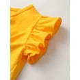 thumbnail image 4 of Toddler Girl Clothes Ruffle Short Sleeve Tops and Printed Shorts Outfits Set Yellow 6-7 Years, 4 of 6