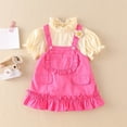 thumbnail image 4 of Mercatoo Toddler Girls Summer Casual Puff Sleeved Strappy Ruffle Dress （with Pocket）Birthday Prom Party Princess Dress, 4 of 4