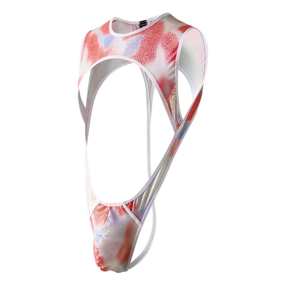 Men's Sports Fashion Floral Print Bandage Elastic Jumpsuit Underwear for Spring and Summer Comfort