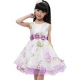 thumbnail image 2 of Sunny Fashion Girls' Sleeveless Floral Rosette Waist Tiered Organza Purple Dress, 2 of 3