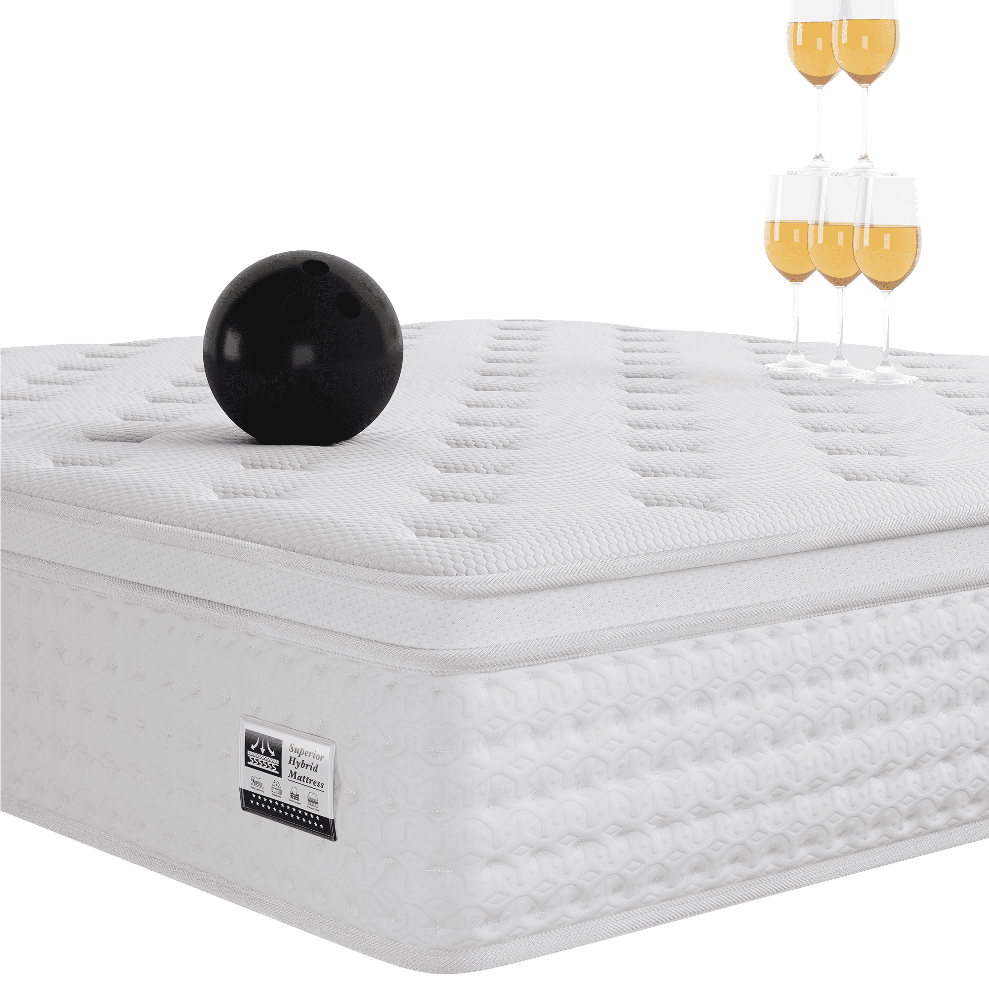 White 12 inch Queen Size Hybrid Mattress in a Box, Memory Foam & Individually Wrapped Coil, Support, Breathable, Pressure relief- 120 Night Trial