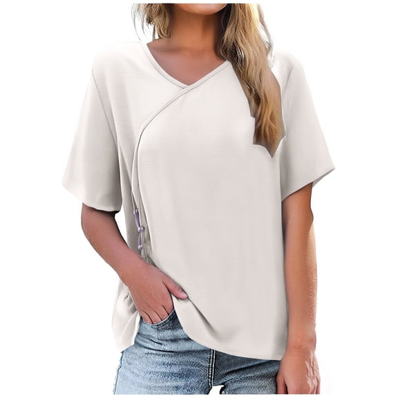 Kaemgyyd Womens Cotton Linen Tops Lightweight Half Sleeve Spring T Shirts Crew Neck Basic Tees Casual Summer Fashion Clothes