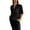 Black, variant on BSDJILFG Plus Size Blouses for Women Button Down Tops Long Sleeve Stand Up Collar Shirts with Sequined Pocket Tops ,S-5XL