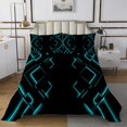 thumbnail image 1 of Erosebridal Neon Geometry Quilt Sets for Queen Size Bed, Abstract Checkered Bed Set, Stripe Room Decor, 3pcs, 1 of 5
