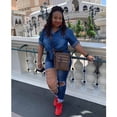 thumbnail image 3 of Womens 3/4 Sleeve Modern Denim Crop Top Tie Knot Shirt Cardigan, 3 of 7
