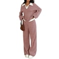 thumbnail image 2 of Stralyhd Women's 2 Piece Lounge Set Summer Oversized Set Loose Casual Polo Shirts Pants Outfits Striped Vacation Matching Set Red XS, 2 of 6