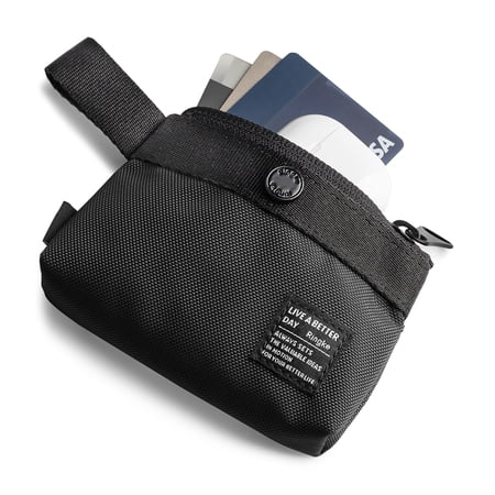 Ringke Mini Pouch [2-Way Bag Miniature] Nylon Carrying Pouch Small Bag for AirPods Galaxy Buds Earphones Cards ID - Black
